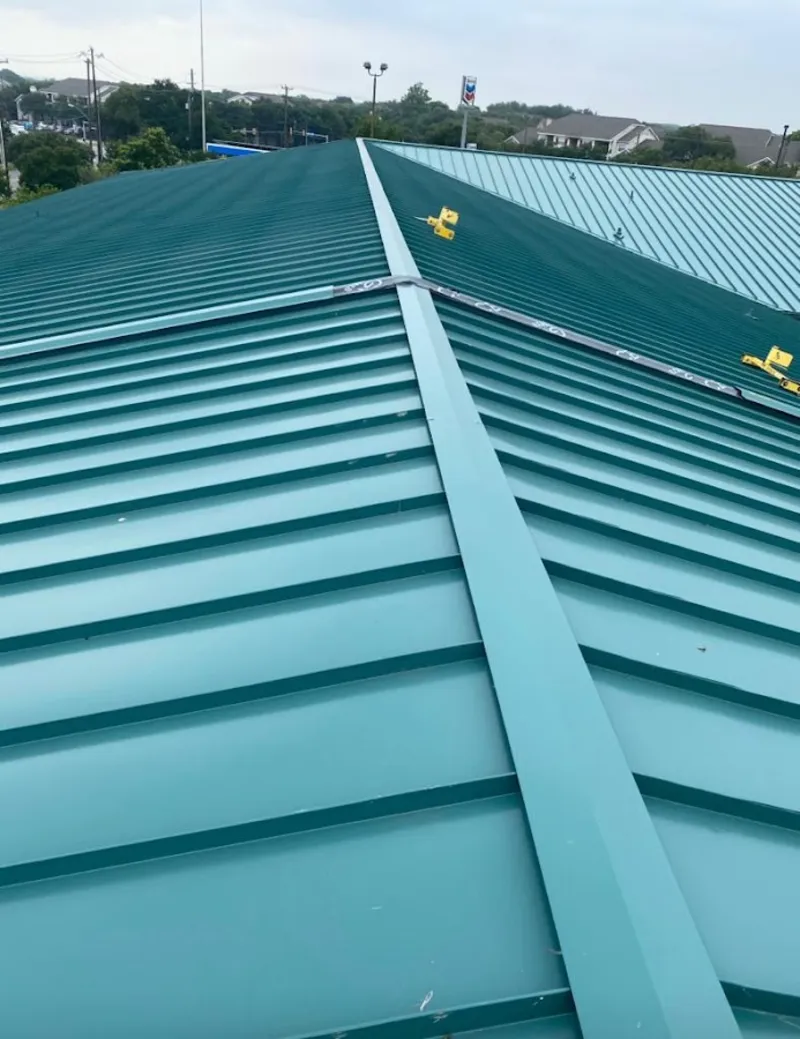 Green commercial metal roof ridge and valley for Metal Roof Repair in Bailey's Crossroads